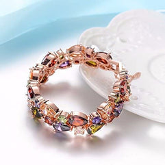 Yellow Chimes Multicolor Swiss Cubic Zirconia 18K Rose Gold Plated Bangle Set For Women/Girls