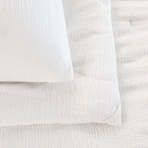 HOMBYS Soft Muslin Comforter Lightweight Oversized King Comforter 120x120, 100% Cotton Breathable Gauze Off White Bedding Comforter Duvet Insert