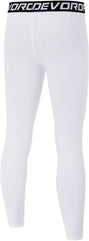 Devoropa Youth Boys' Compression Leggings Sports Tights Fleece Lined Thermal Base Layer Pants White Medium