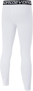 Devoropa Youth Boys' Compression Leggings Sports Tights Fleece Lined Thermal Base Layer Pants White Medium