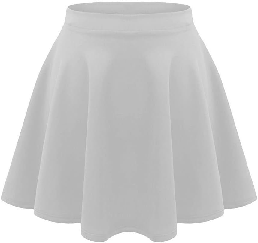 janisramone Kids Girls Children New Plain Flippy Flared High Waistband Stretch Short Mini Skater Skirts