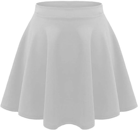 janisramone Kids Girls Children New Plain Flippy Flared High Waistband Stretch Short Mini Skater Skirts