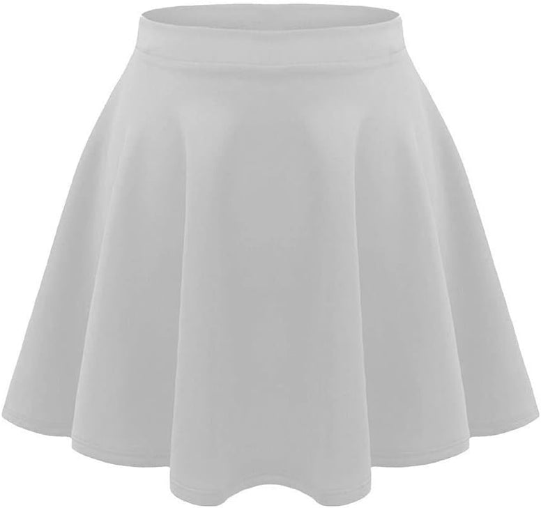 janisramone Kids Girls Children New Plain Flippy Flared High Waistband Stretch Short Mini Skater Skirts