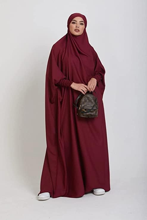 BOJON Women's Muslim One Piece Prayer Dress for Women Abaya Dress Islamic Middle East Dubai Turkey Maxi Abaya Kaftan with Hijab Dress Full Length