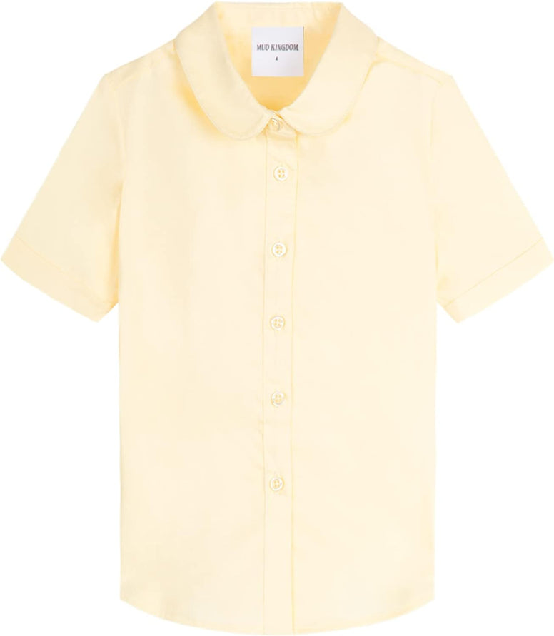 Mud Kingdom Girls Short Sleeve Shirt Peter Pan Collar School Uniform Poplin Blouse