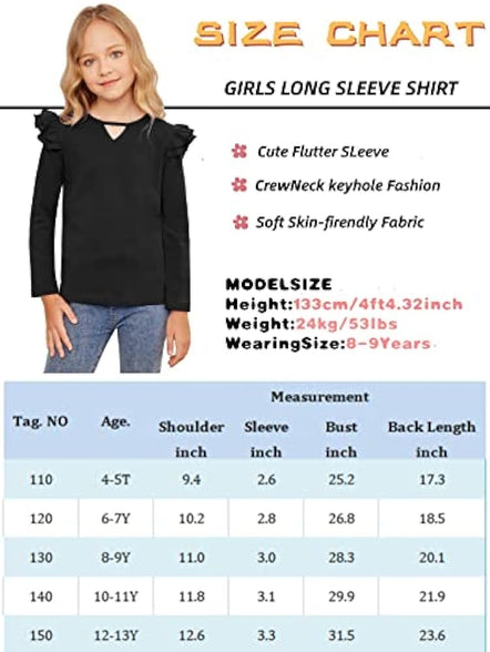 Greatchy Girls Shirts Short Sleeve Tee Ruffle Solid Summer Keyhole Neck Cotton Blouse Tops