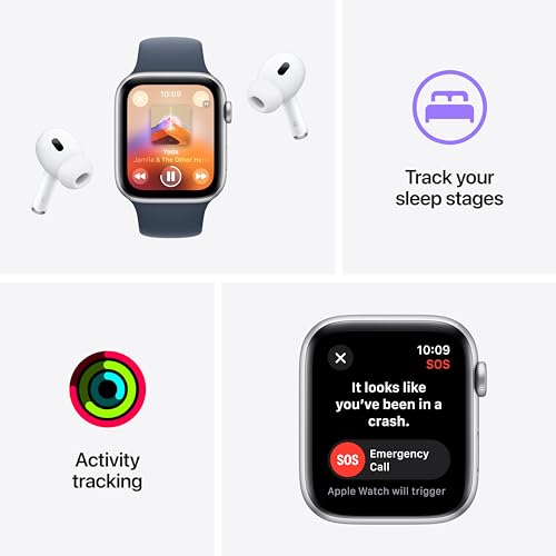 New Apple Watch SE (2nd Gen, 2023) [GPS + Cellular 44mm] Smartwatch with Starlight Aluminum Case with Starlight Sport Band M/L. Fitness & Sleep Tracker, Crash Detection, Heart Rate Monitor