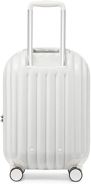 20 Inch Hard Shell Cabin Carry On Luggage Airline Approved Lightweight Travel Suitcase with Spinner Wheels Free Memory Foam Neck Pillow (White)