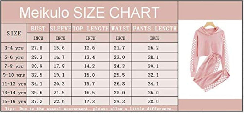 Meikulo Kids 2 Piece Outfits Girls Crop Tops Hoodies Long Sleeve Fashion Sweatshirts and Sweatpants