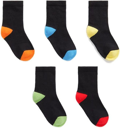 MOTHERCARE Boys 5Pk Black Colourblock Heel Socks