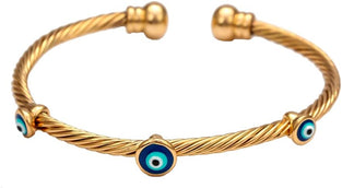 Yellow Chimes Evil Eye Bracelet For Women (Silver, Gold,Medium)