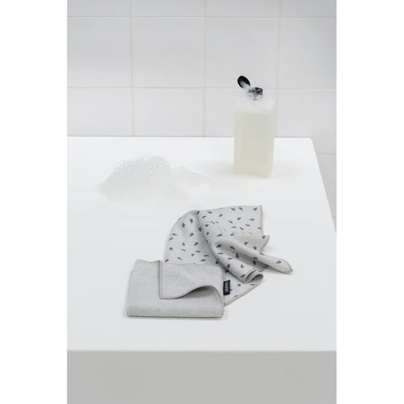 Brabantia 117688 Microfibre Cleaning Cloths (x 2), Machine Washable, Light Grey