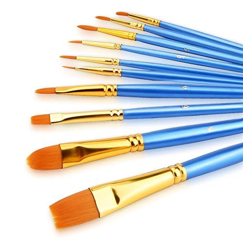 SENENQU Acrylic Paint Brushes Set, 20Pcs Round Pointed Tip Artist Paintbrushes for Acrylic Painting Oil Watercolor Canvas Boards Rock Body Face Nail Art, Halloween Pumpkin Ceramic Crafts Supplies