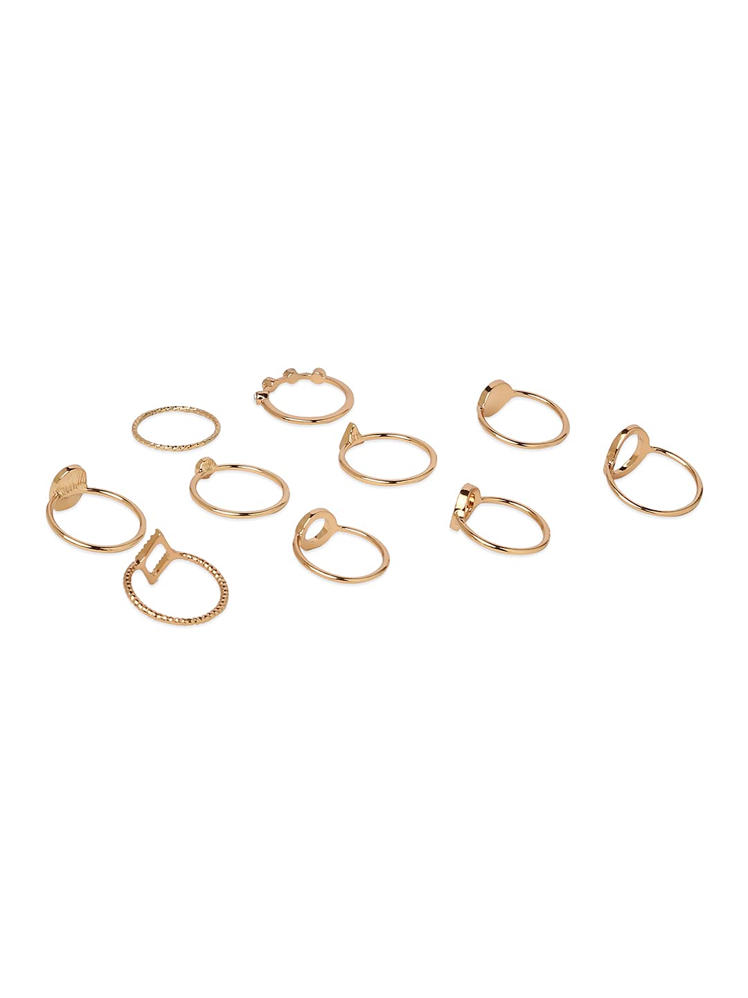 Zaveri Pearls Gold Tone Set Of 10 Stunning Stackable Finger Rings-ZPFK10876