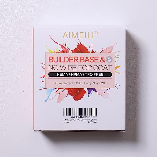 AIMEILI 5 in 1 Builder Base and No Wipe Top Coat Soak Off UV LED Gel Nail Polish Varnish Long Lasting Gel Polish 2x10ml