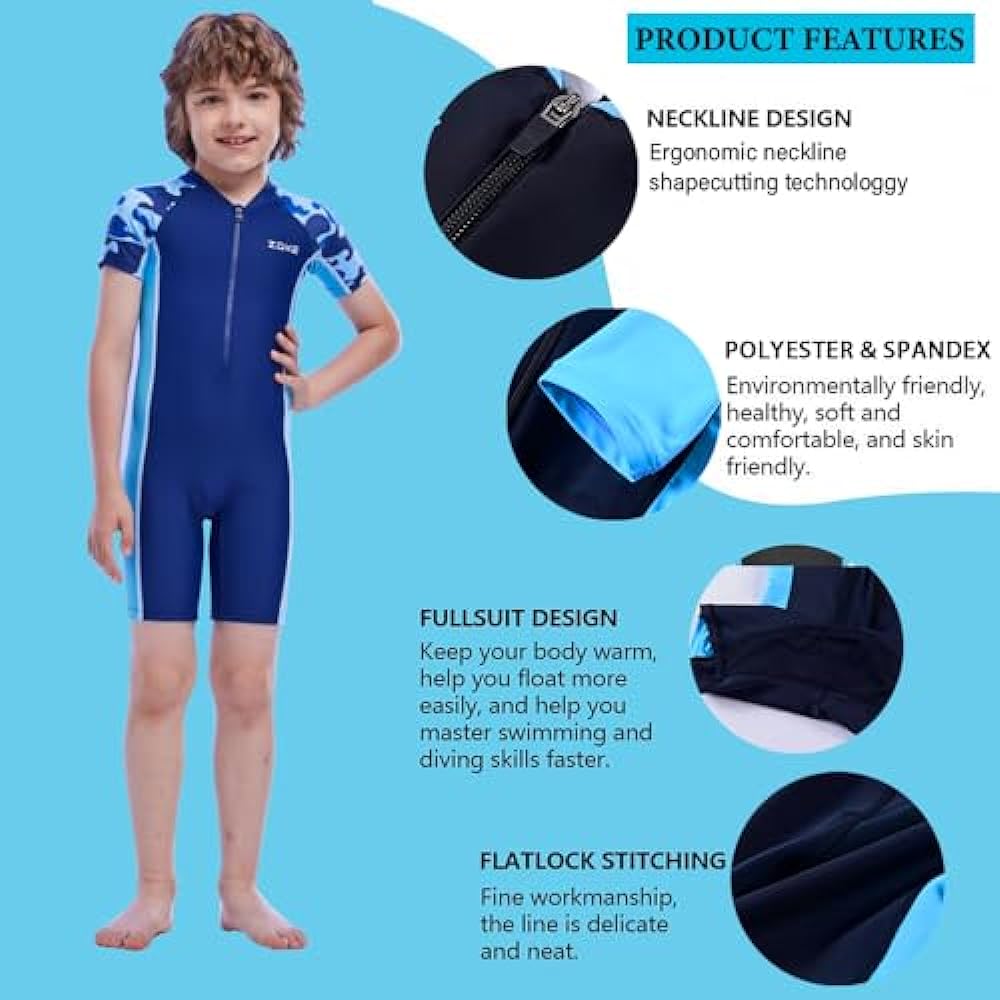 Karrack Girls and Boys One Piece Rash Guard Swimsuit Kid Water Sport Short Swimsuit UPF 50+ Sun Protection Bathing Suits