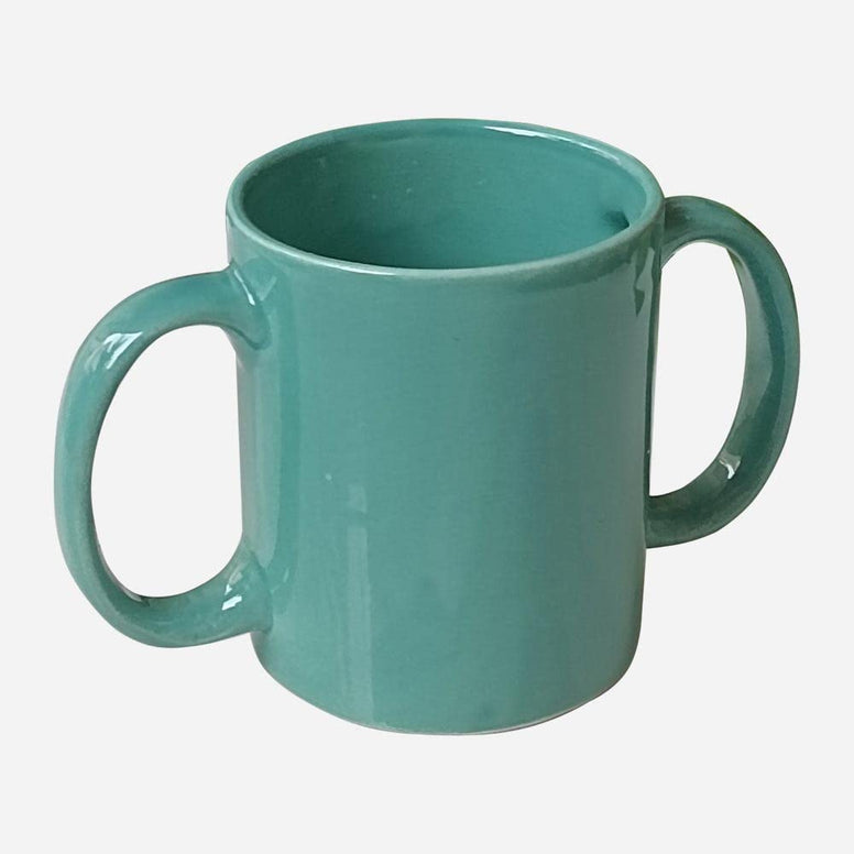 Ceramic Dual Handle Mug for Secure Hold | BPA-Free Double Handled Ceramic Mugs to Aid Tremors | 11.83 US Fl. Oz. (350 Ml) - Black Color