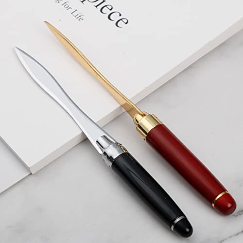 Jieddey Letter Opener,Zinc Alloy Envelope Opener Wood Handle Sword Letter Openers Metal Paper Cutting Knife for Ladies Women Men Black