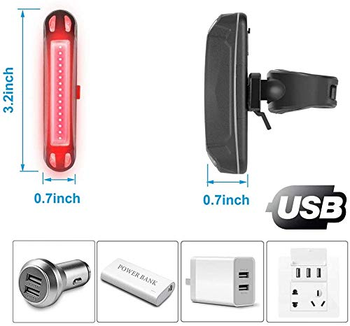 BIKUUL Ultra Bright Bike Tail Light, USB Rechargeable Taillight, Waterproof Bicycle LED Rear Light for Road MTB Mountain Bikes, Easy to Install for Cycling Safety 2Sets