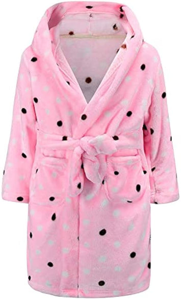 Kids Hooded Bathrobe Girls Soft Plush Hooded Flannel Pajamas Sleepwear Boys Spa Robe