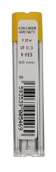 KOH-I-NOOR Fine Graphite Leads for 0.3mm Diameter 60mm HB Mechanical Pencil