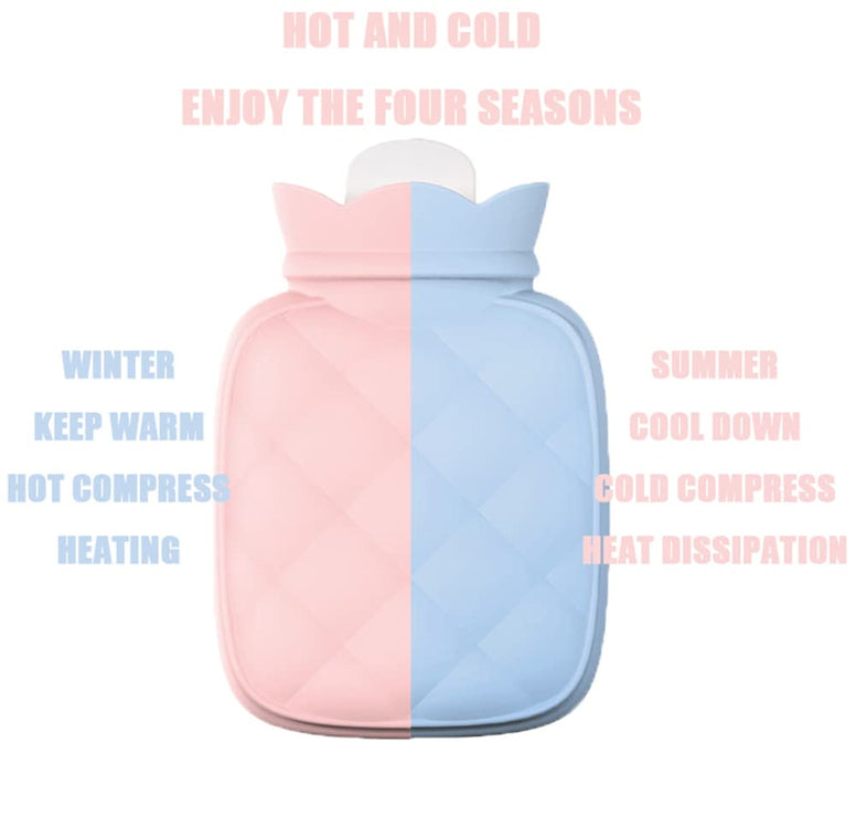Hot Water Bottle Heating Silicone Bag with Knit Cover, KASTWAVE Microwave Hot & Cold Therapies Pain, Warm Hands, Soft Environment-friendly Material, Can Frigerator Freezing, Ssential for Family Life