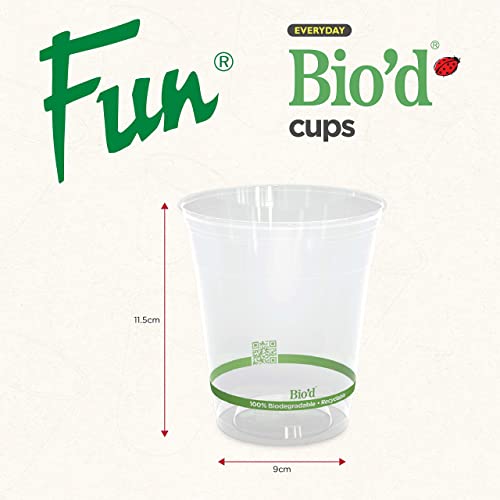 Fun® Biodegradable disposable clear plastic cup 16 Oz for Juices, Water, Cold Drinks,Drinking Cups, White Party Cups for Birthday Parties, Picnics, Ceremonies, and Weddings (Pack of 15)