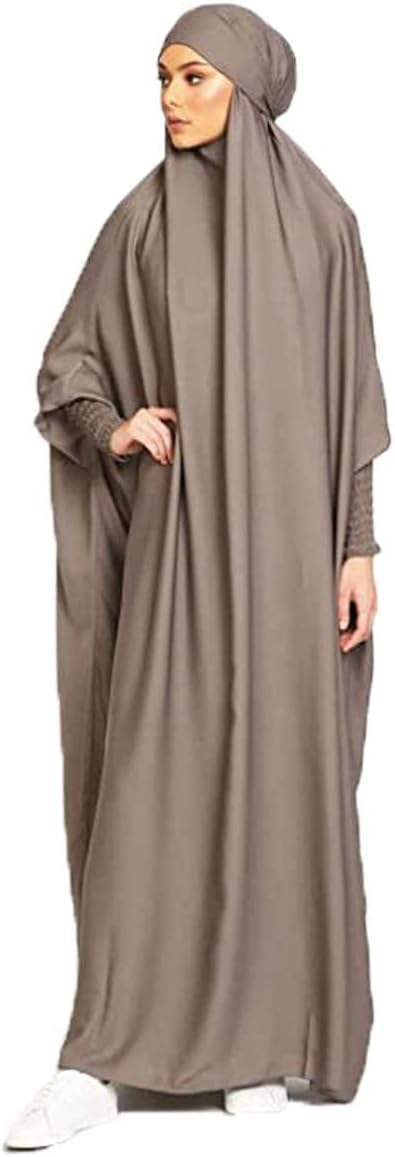 BOJON Women's Muslim One Piece Prayer Dress for Women Abaya Dress Islamic Middle East Dubai Turkey Maxi Abaya Kaftan with Hijab Dress Full Length