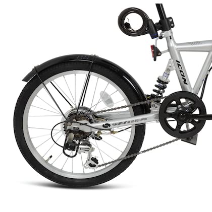 MOGOO ICON Adult Folding Bike 20 inch Wheels 6 Speed Shimano City Bike for Men Women with Steel Basket, Caliper Brakes, Foldable Durable Steel Frame, Headlight & Lock Included, Adjustable Seat