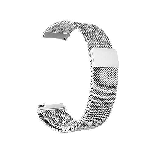 Dado Curved Milanese Band Compatible with Samsung Galaxy Watch 6 Classic 47/43mm | 5 Pro 45mm | 4 46/42mm | Watch 6/5/4 44/40mm, No gap mesh type magnetic Strap (Silver)