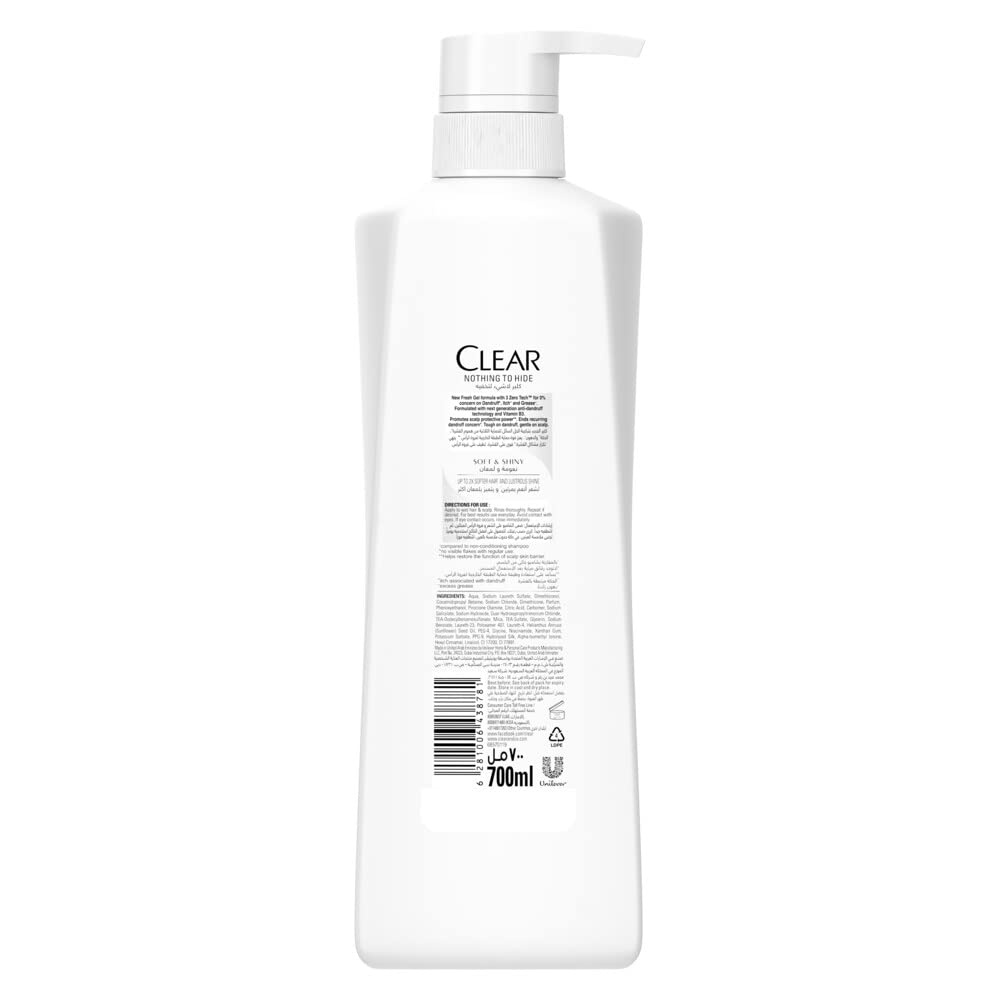 Clear Women 2 in 1 Anti-Dandruff Shampoo and Conditioner, for Dandruff Prone Scalp, Soft and Shiny, for up to 2x Softer Hair, 700ml