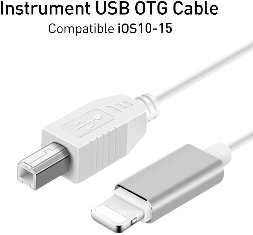 USB 2.0 Cable Type B to Midi Cable OTG Cable Compatible with iOS Devices to Midi Controller, Electronic Music Instrument, Midi Keyboard, Recording Audio Interface, USB Microphone, 100CM