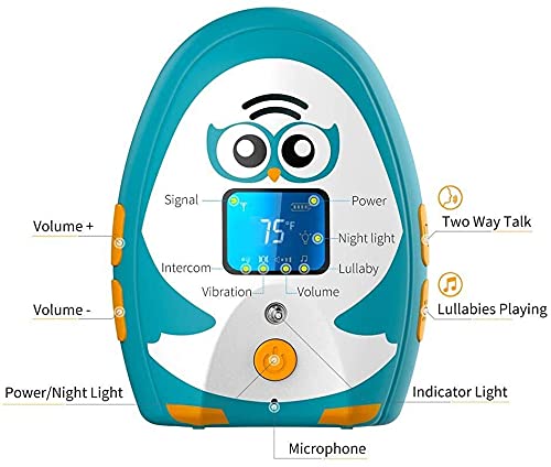 TimeFlys Audio Baby Monitor Twin Mustang OL, Two-Way Talk, Long Range up to 1000 ft, Rechargeable Battery, Temperature Monitoring and Warning, Lullabies, Vibration, LCD Display, Night Light