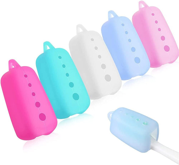 Toothbrush Protective Cover, ELECDON 5 Pack Travel Toothbrush Holders Portable Toothbrush Head Covers Colorful Toothbrush Cap Covers Toothbrush Travel Containers Silicone Toothbrush Covers Toothbrush