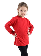 Girls Boys Plain Long Sleeve School Basic TOP School 52% Cotton Kids T-Shirt Tops Crew Neck Uniform Jumper