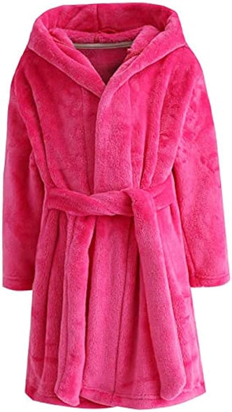 Kids Hooded Bathrobe Girls Soft Plush Hooded Flannel Pajamas Sleepwear Boys Spa Robe