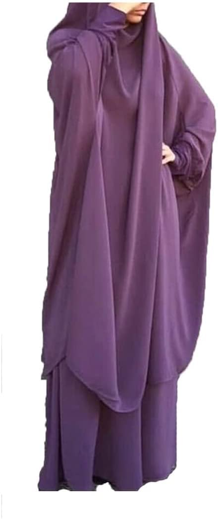 BOJON Muslim Two Piece Prayer Dress for Women Abaya Dress Islamic Middle East Dubai Turkey Maxi Abaya Kaftan with Full Length Hijab Dress