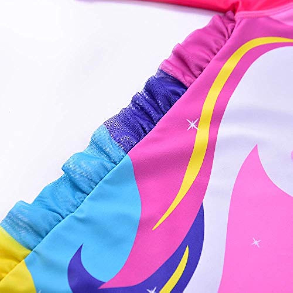 Double Unicorn Girls Swimsuit Long Sleeve with Cap (UPF.50+)