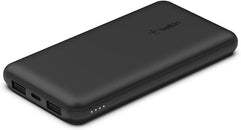 Belkin USB C Portable Power Bank (10000 mAh with 1 Port and 2 A Ports for up to 15W Charging iPhone, Android, AirPods, iPad, More) – Black