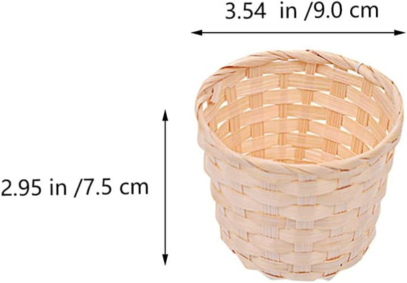 DOITOOL 5Pcs Mini Woven Baskets Without Handles, Miniature Flower Basket Dollhouse Picnic Basket Mini Wicker Basket for Fairy Garden Dollhouse Accessory, 9X9X7.5cm