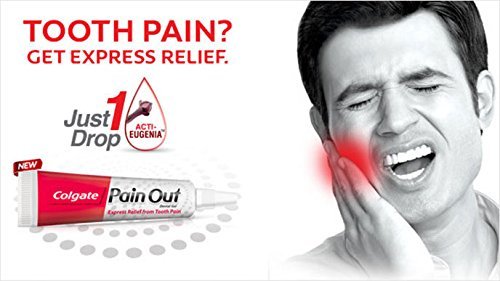 Colgate Pain Out Dental Gel - Express Relief from Tooth Pain - Ayurvedic Medicine with Clove Oil - Just 1 Drop - 10 g