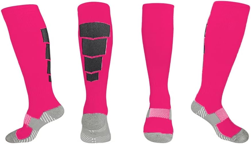 Kids Athletic Soccer Socks, 2 Pairs Knee High Socks for Youth Boys Girls for Shoe Size 3-6.5 / Ages 6-12