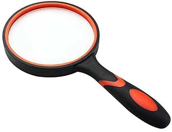 Handheld Magnifying Glass, ELECDON 10X Magnifying Glass 2 Pack 75mm, Shatterproof Reading Magnifier for Seniors and Kids with Non Slip Rubber Handle for Reading Hobbies Science (Orange and Green)