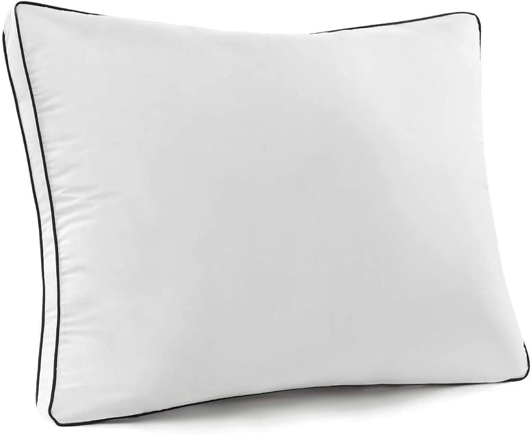 Hotel Linen Klub DEYARCO Princess Pack of 2 Down Feather Alternative Cotton Proof Pillow Double Piping 50x75cm,2600grms/set, White