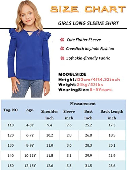 Greatchy Girls Shirts Short Sleeve Tee Ruffle Solid Summer Keyhole Neck Cotton Blouse Tops