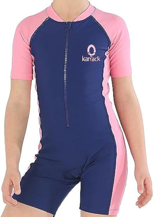 Karrack Girls and Boys One Piece Rash Guard Swimsuit Kid Water Sport Short Swimsuit UPF 50+ Sun Protection Bathing Suits