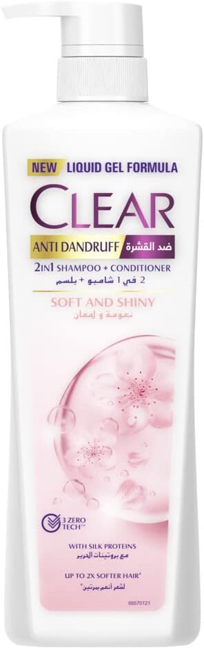 Clear Women 2 in 1 Anti-Dandruff Shampoo and Conditioner, for Dandruff Prone Scalp, Soft and Shiny, for up to 2x Softer Hair, 700ml