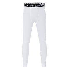 Devoropa Youth Boys' Compression Leggings Sports Tights Fleece Lined Thermal Base Layer Pants White Medium