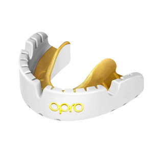 Opro New Gold Level Mouthguard for Braces, Adults Sports Mouth Guard, Featuring Revolutionary Fitting Technology for Boxing, Lacrosse, MMA, Martial Arts, Hockey, and All Contact Sports (White)