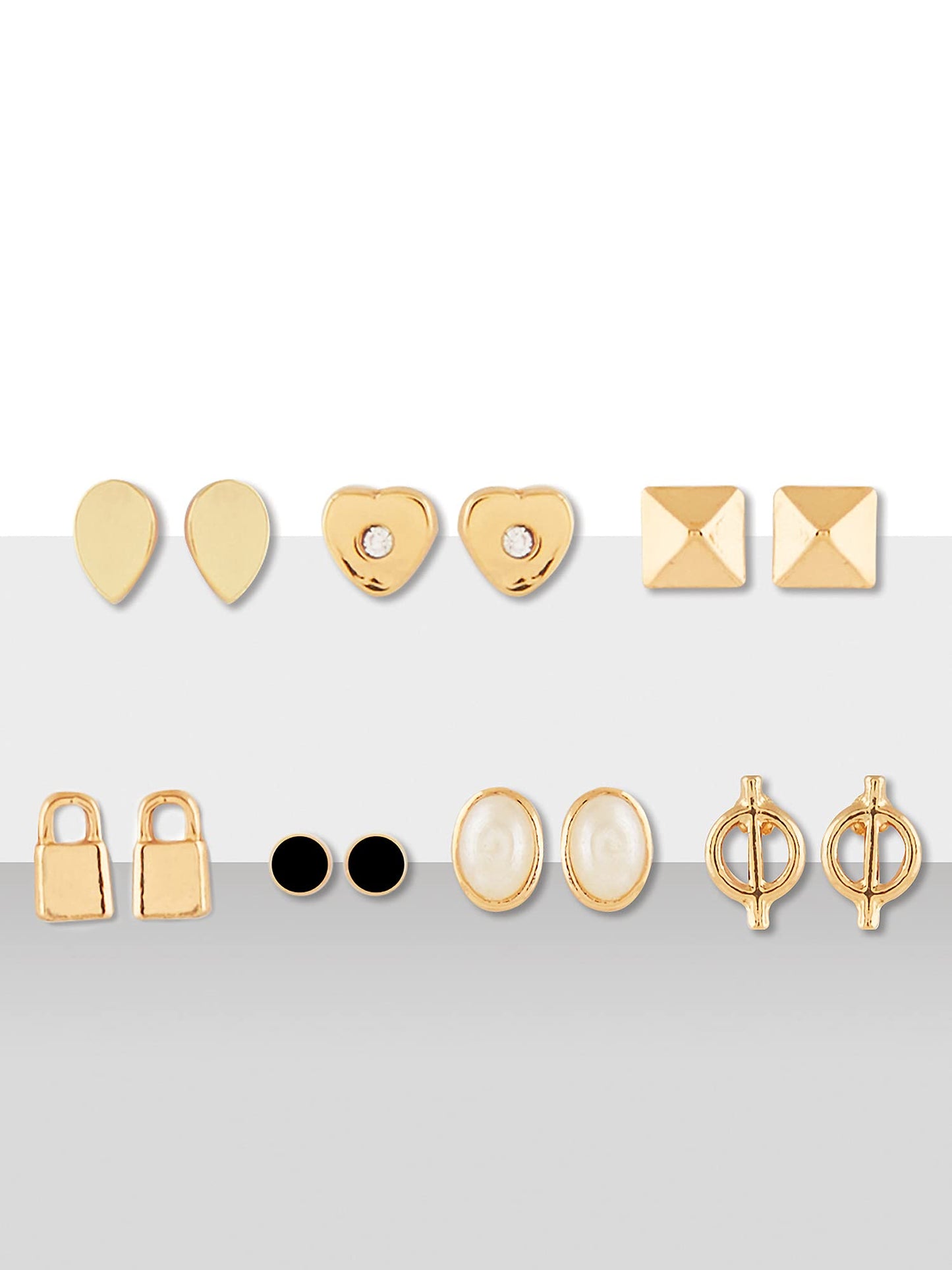 ZAVERI PEARLS Gold Tone Set Of 25 Contemporary Studs, Drop & Semi-Hoop Earrings-ZPFK10652